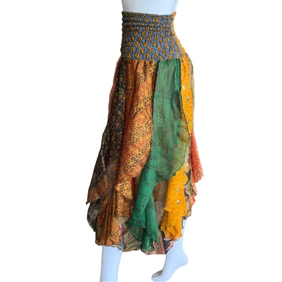INDIA BOUTIQUE COLORFUL DIAMOND CUT PANEL SKIRT. WOMEN’S S/M - Picture 4 of 7